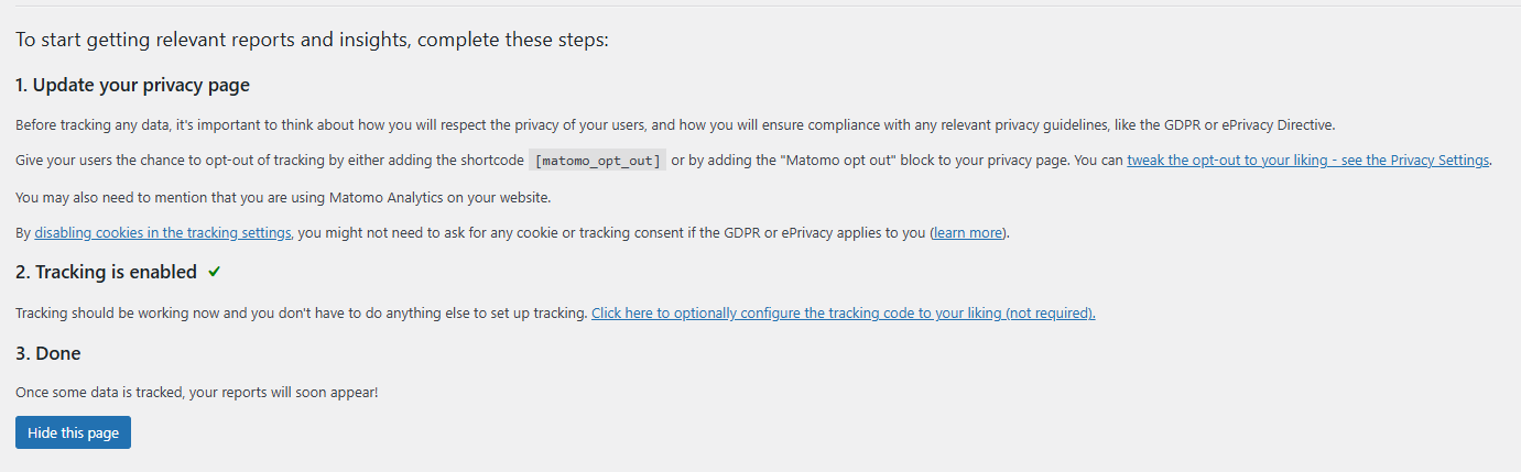 trachşng is enabled
